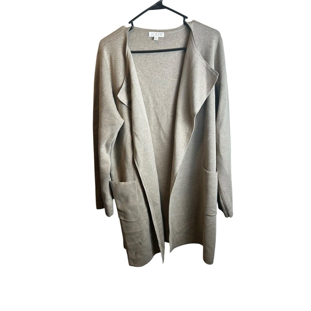 J.Crew Merino Wool Blend Open Front Drape Cardigan Sweater Beige Oatmeal XL